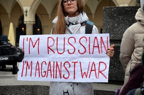 Russische protesten uit de diaspora tegen de oorlog in Oekraïne, maart 2022